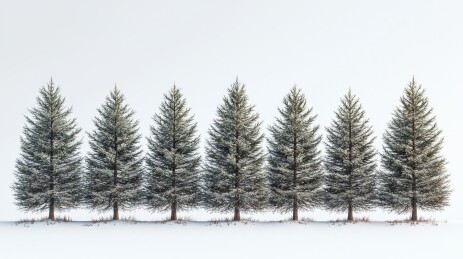 白雪覆盖的松树林