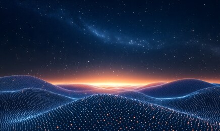 星夜下的点阵山峦