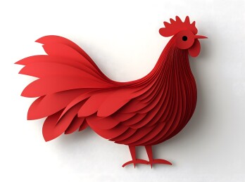 红色纸艺公鸡