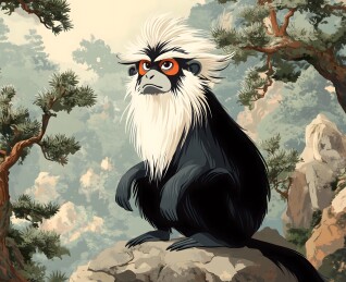 白颊猴的山峦远眺