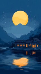 月光下的中国古建筑