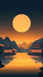 月光下的中国古建筑