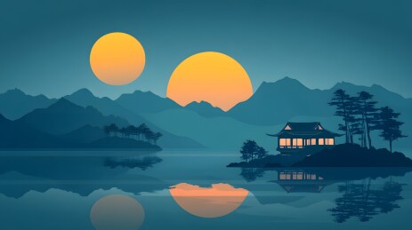 月光下的中国古建筑