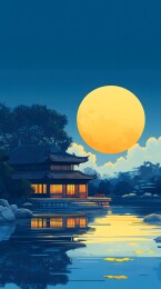 月光下的中国古建筑