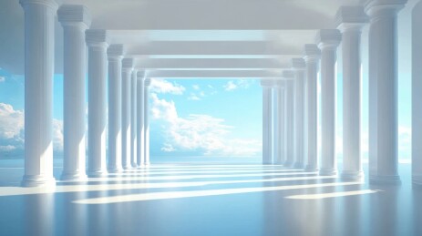 极简现代豪华别墅海边露台汽车广告背景图