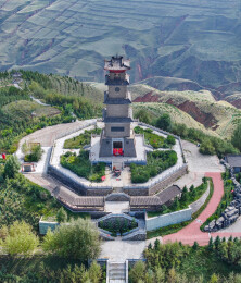 青海省西宁市城中区文峰碑航拍 