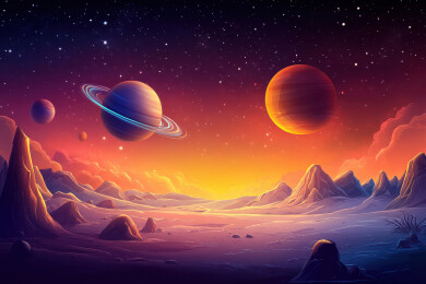 行星表面太空背景插画