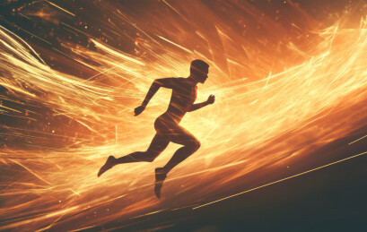 一位在夜晚奔跑的人