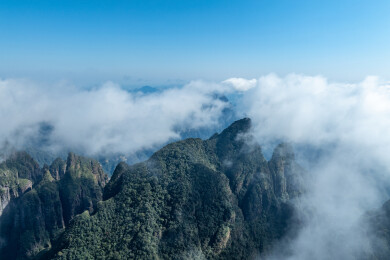中国广西来宾金秀县五指山景区冬日自然风光