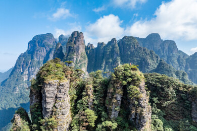 中国广西来宾金秀县五指山景区冬日自然风光