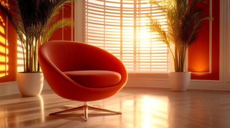 橘色单人扶手椅室内景