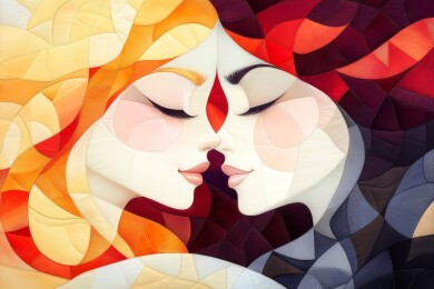 双面女性肖像拼贴画