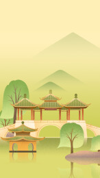 江苏扬州地标建筑插画-瘦西湖五亭桥