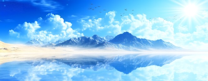宁静祥和的雪山湖泊