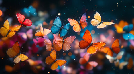 彩蝶缤纷风自然群聚场景