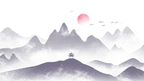 中国风抽象艺术中国传统梅花山水诗意水墨画