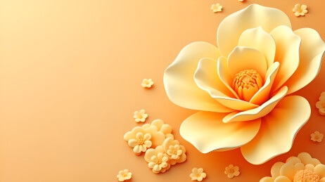 山茶花黄底简约背景图