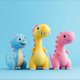 卡通风格可爱的小恐龙插画