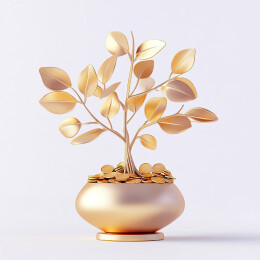 摇钱树黄金金币3D设计免扣元素