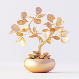 摇钱树黄金金币3D设计免扣元素