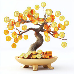 摇钱树黄金金币3D设计免扣元素