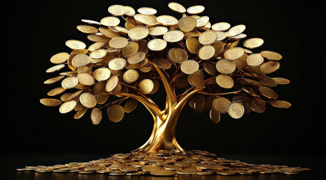 摇钱树黄金金币3D设计免扣元素