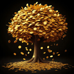 摇钱树黄金金币3D设计免扣元素