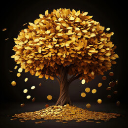 摇钱树黄金金币3D设计免扣元素