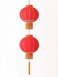 白色背景上的红灯笼