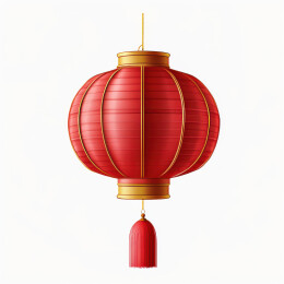 白色背景上的红灯笼