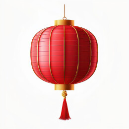 白色背景上的红灯笼