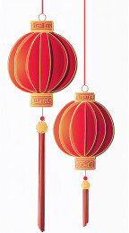 白色背景上的红灯笼