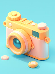 卡通3D糖果风拍照相机模型图标装饰画