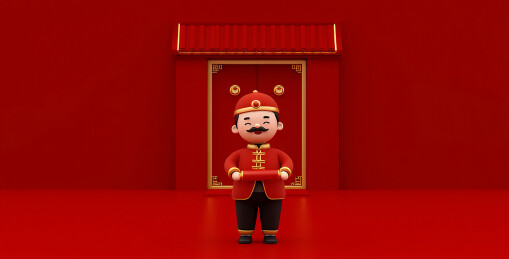 新年节日春节喜庆卡通3D人物背景