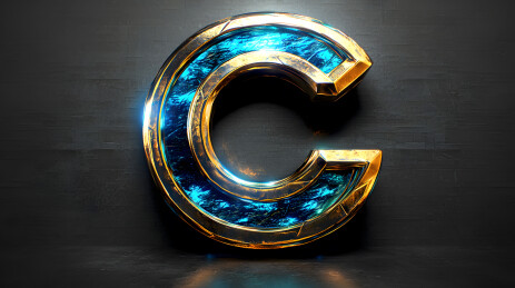 色彩鲜艳风格化金属“C”