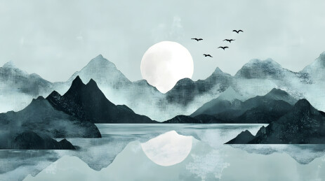 平静山水意境图