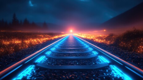 未来科技感铁轨远景