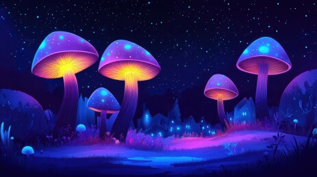 梦幻霓虹蘑菇夜