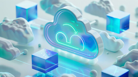 科技网络云盘3D图标元素