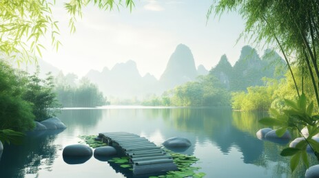 清晨漓江山水画卷