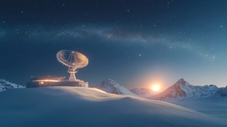 雪山下的天文望远镜