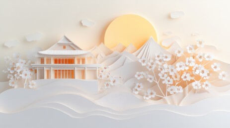 春日和风剪纸画卷