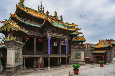 中国山西省古建筑介休后土庙白天风景