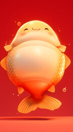 可爱胖乎乎的金鱼卡通形象