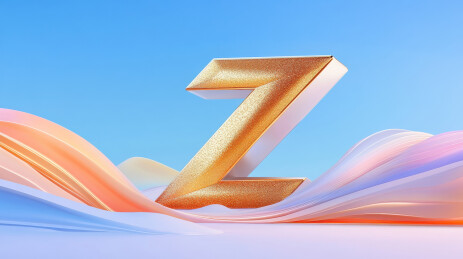 金色Z字在流光溢彩的背景中