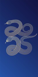 蛇年蓝色新年春节插画