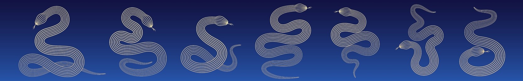 蛇年蓝色新年春节插画