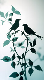 剪影鸟儿栖息枝头
