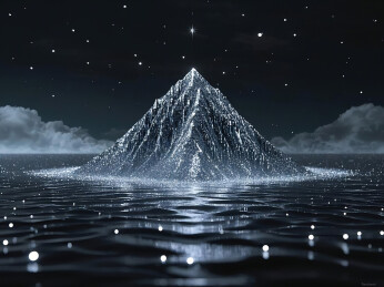星夜银色孤峰
