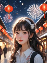 节日背景前的女生